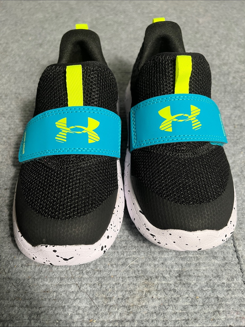 Under Armour Black, Blue & Neon Yellow Kids' Velcro Sneakers